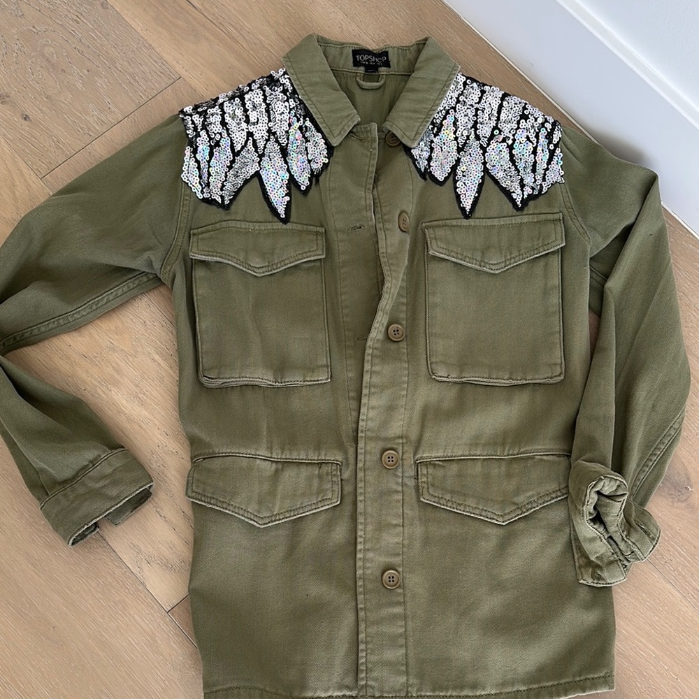 Embellished Green Military Jacket